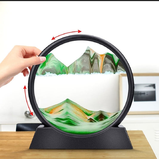 3D Moving Sand Mountain Lamp With Stand - Sandscape Painting - Moving Sand Art - Showpiece - Home Decoration